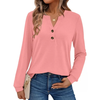 Fantaslook V Neck Henley Blouses for Women Dressy Fall Tops Long Sleeve Shirts Fashion Clothes