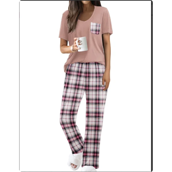 Fantaslook Women Pajama Sets 2 Piece Long Sleeve Pajama Sets With Long Printed Jogger Pants Sleepwear Loose Lounge Sets