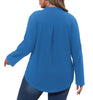 WellSize Plus Size Blouse for Women Dressy Pleated Tunic Tops Roll Up 3/4 Sleeve Shirts