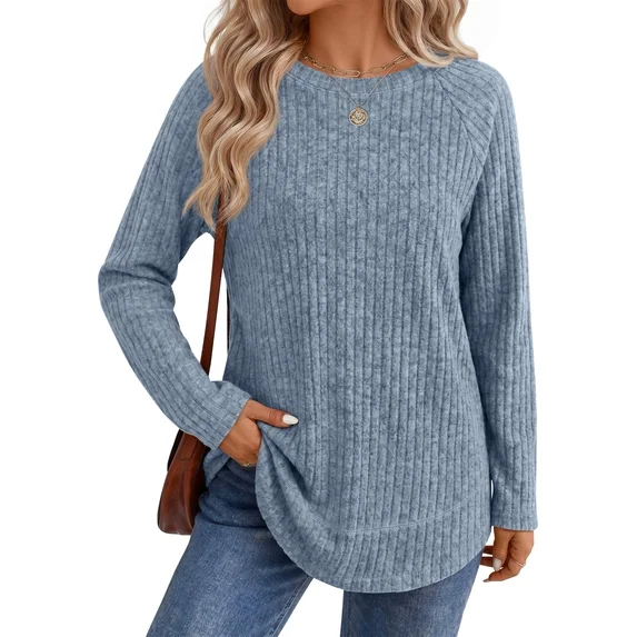 Fantaslook Color Block Long Sleeve Shirts for Women Lightweight Fall Sweaters Dressy Casual Tunic Tops