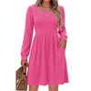 Fantaslook Square Neck Long Sleeve Dresses for Women Casual Trendy Sweater Dress with Pockets