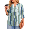 Fantaslook 3/4 Sleeve Plus Size Tops for Women Henley V Neck Button Blouses Dressy Floral Tunic Work Shirts L-5XL