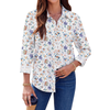 Fantaslook Womens Button Down Shirts Boho Floral Printed Long Sleeve Blouses Business Work Shirt Dressy Casual Loose Tops