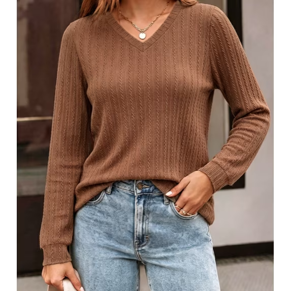 Fantaslook Long Sleeve Shirts for Women V Neck Dressy Casual Tops Lightweight Tunic Pullover Fall Work Outfits