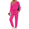 Fantaslook Two Piece Sets for Women Fall Outfits Fashion Lounge Sets V Neck Tops and Jogger Pants Tracksuit Vacation Travel Outfits