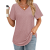 Fantaslook Eyelet Womens Tops Short Sleeve Dressey Casual Blouses V Neck Work Shirts Summer Basic Tees