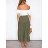 MOSHU High Waist Midi Skirt for Women A-Line Pleated Skirts with Pockets Flowy Dresses