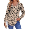 Fantaslook Long Sleeve Shirts for Women Fall Tops Dressy Casual Blouses Pleated V Neck Tunic Tops