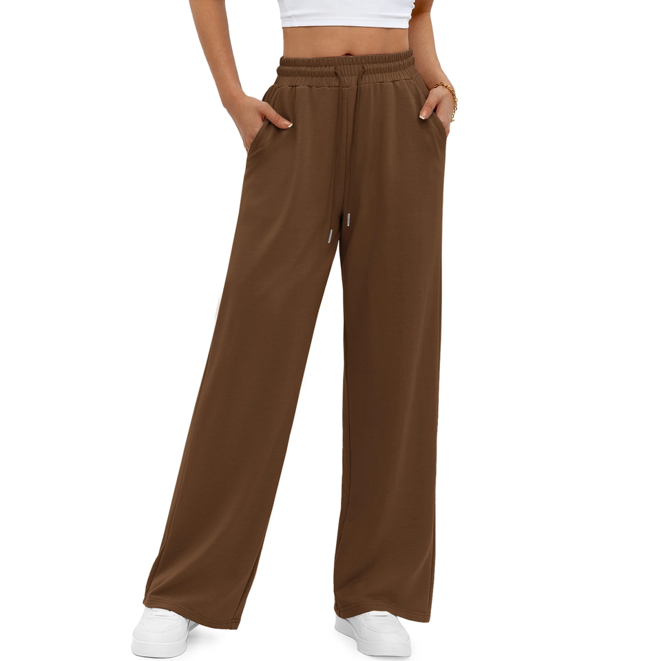 Fantaslook Wide Leg Sweatpants for Women Casual High Waisted Baggy Sweatpants Drawstring Workout Pants with Pockets Fashion Outfits