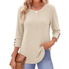 Fantaslook Womens 3/4 Sleeve Shirts with Buttons Dressy Casual Blouses Tunic Tops Fall Clothes