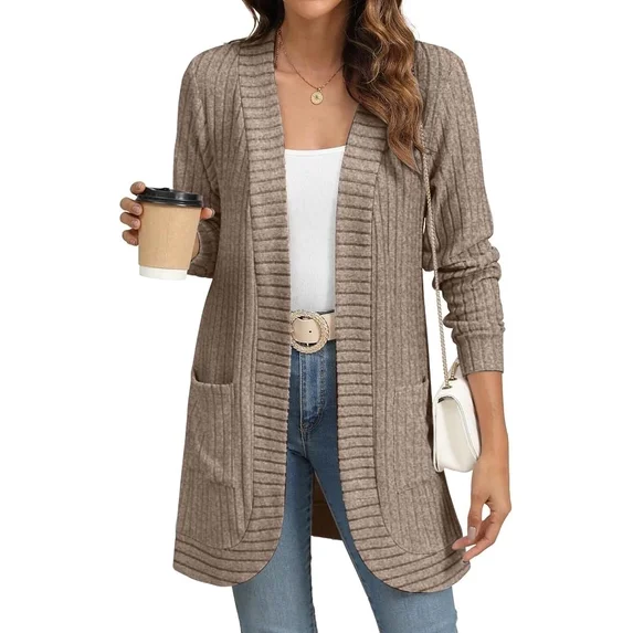 Fantaslook Cardigan Sweaters for Women Long Sleeve Open Front Cardigan with Pockets Casual Dressy Lightweight Fall Sweaters