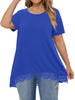 WellSize Women Plus Size Tops Casual Lace Tunic Blouse Summer Crew Neck Short Sleeve Shirts