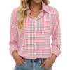 Fantaslook Plaid Button Down Shirts for Women Dressy Casual Long Sleeve Shirts Collared Work Blouses Tops