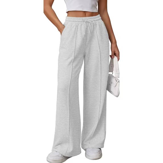 Fantaslook Womens Wide Leg Sweatpants High Waisted Baggy Pants Fashion Drawstring Athletic Sweatpants with Pockets
