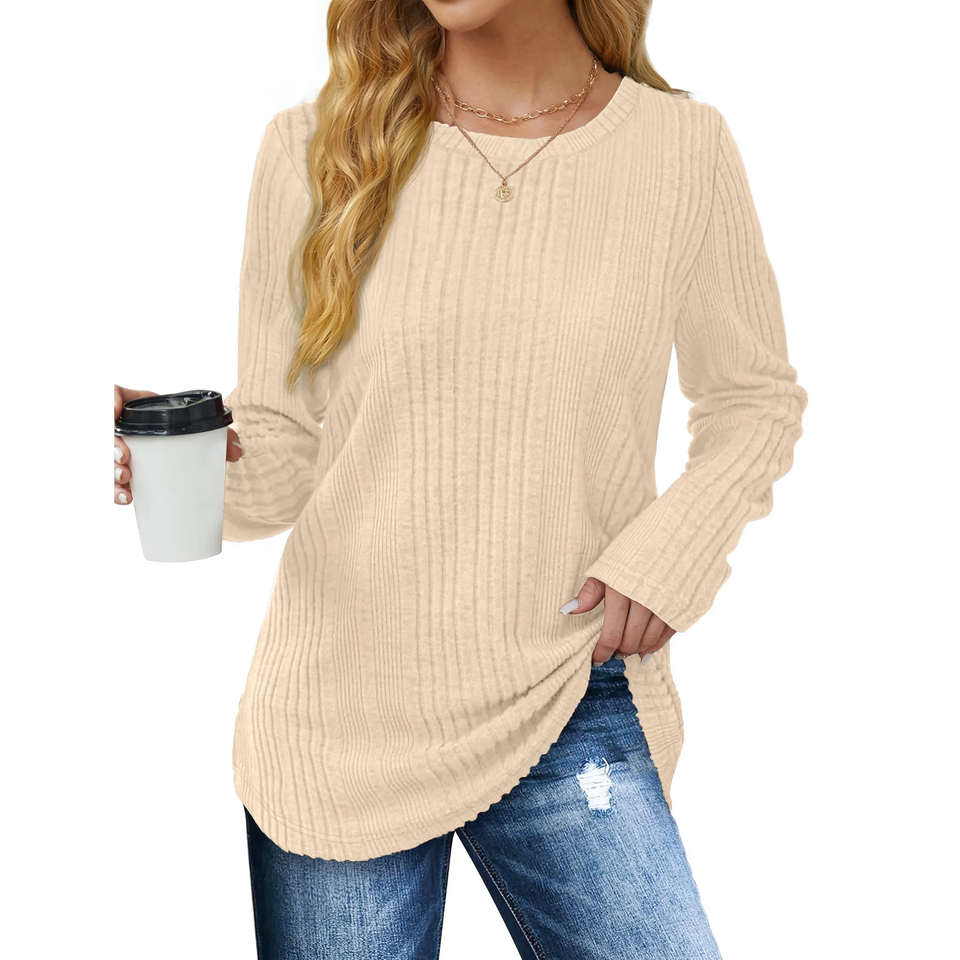 Fantaslook Womens Tops Textured Long Sleeve Shirts Casual Fall Tops Lightweight Pullover