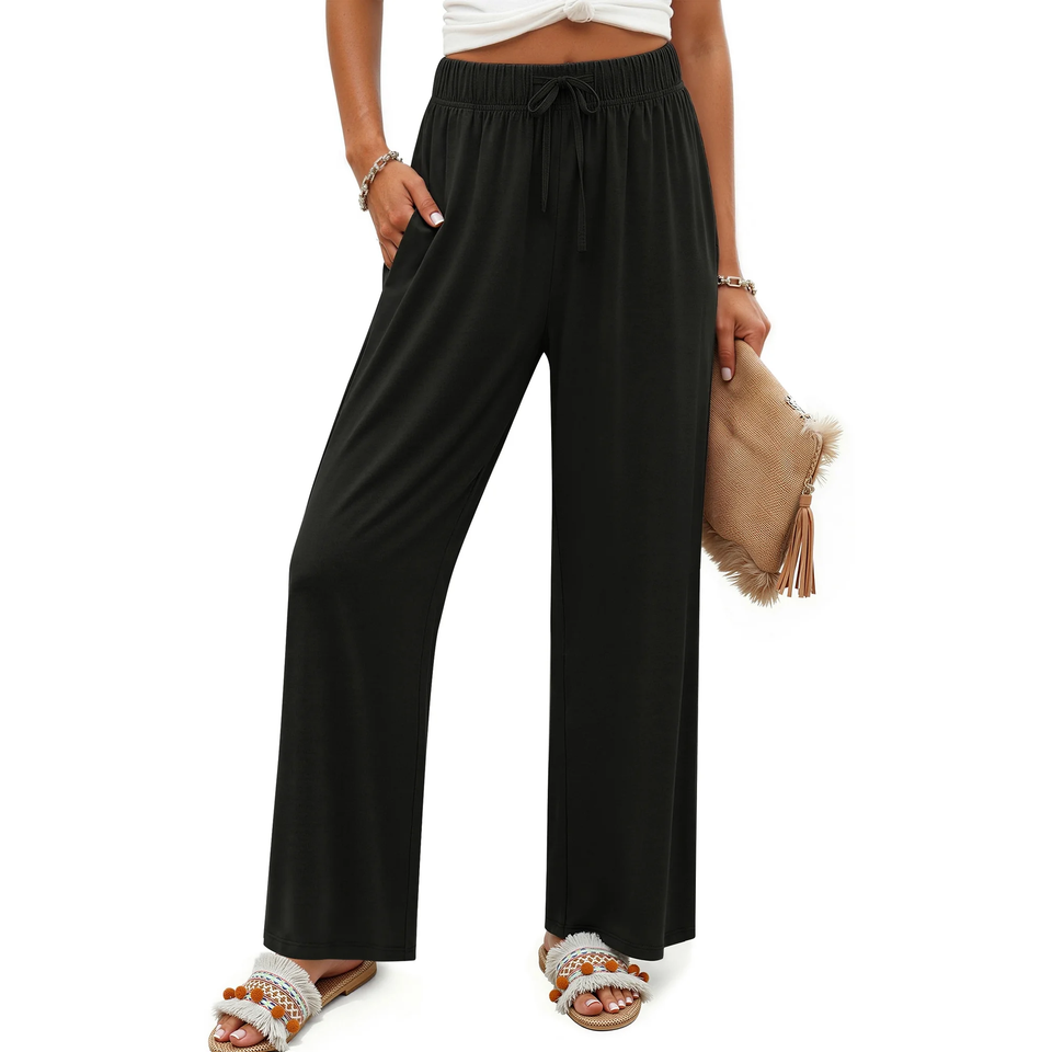 Fantaslook Womens Pants Casual Boho Palazzo Pants Wide Leg Lounge Pants Trousers with Pocket
