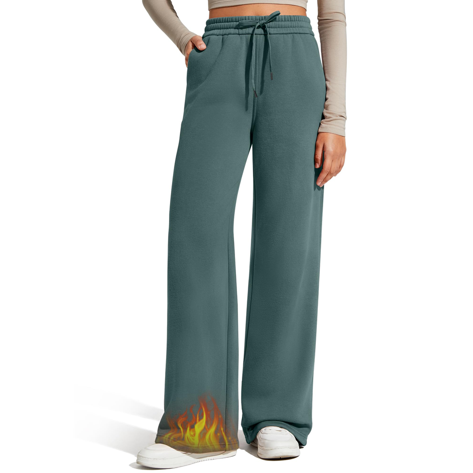 Fantaslook Womens Sweatpants Baggy Fleece Lined Wide Leg Sweatpants Drawstring Warm Lounge Pants with Pockets