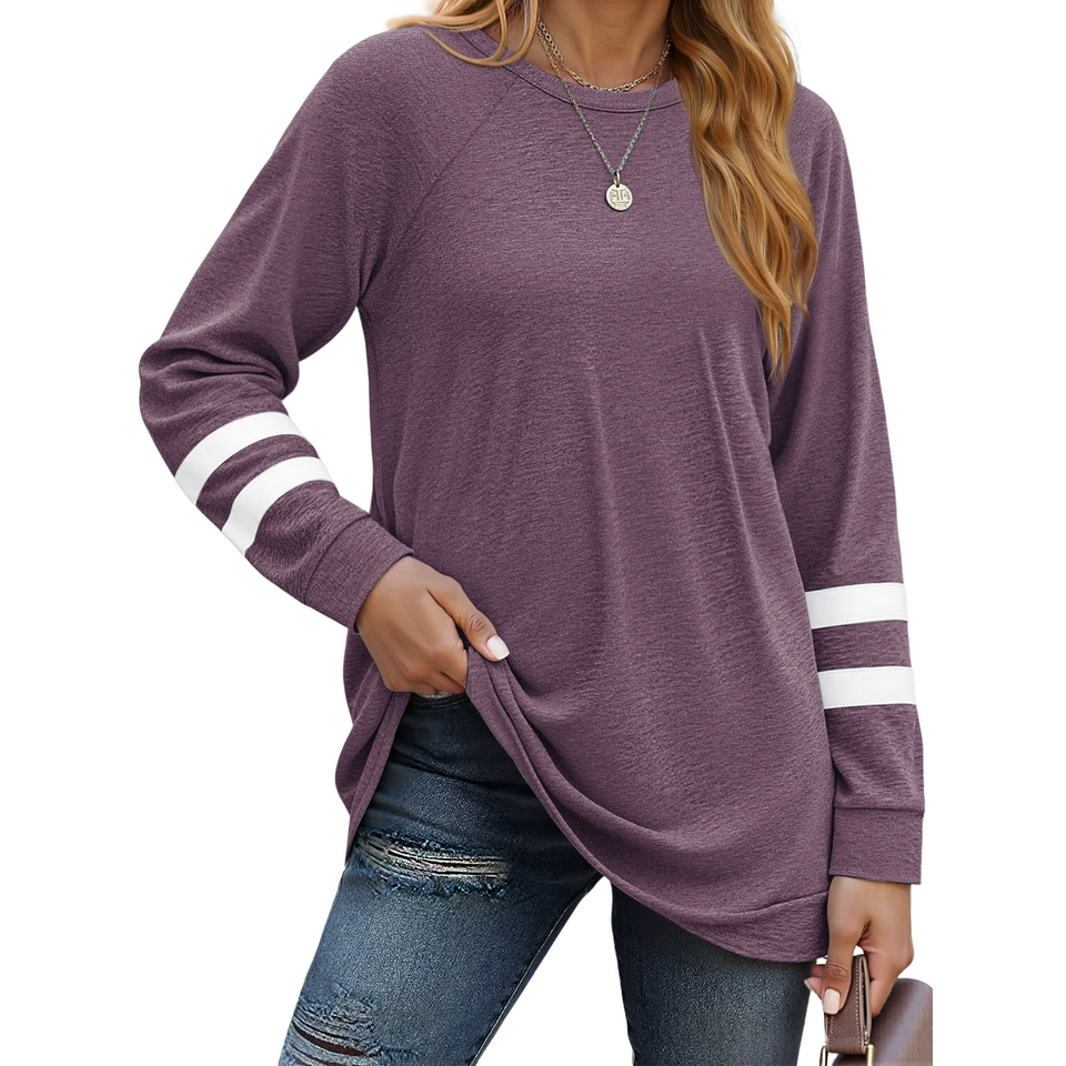 Fantaslook Womens Long Sleeve Tops Crewneck Sweatshirts Casual Color Block Tunic Tops Pullover