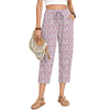 Fantaslook Womens Capri Pants Drawstring Casual Palazzo Trousers with Pockets Loose Floral Lounge Pants Pajama Bottoms