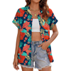Fantaslook Hawaiian Button Down Shirts for Women Casual Short Sleeve Floral Print Blouses Summer Tops