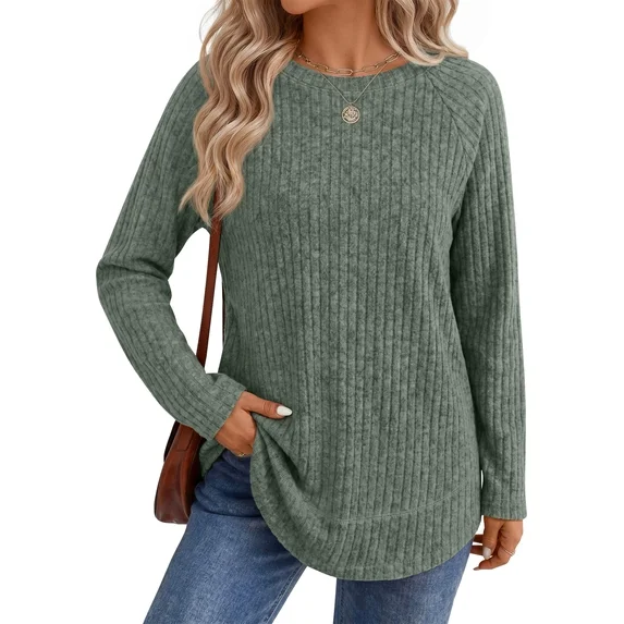 Fantaslook Color Block Long Sleeve Shirts for Women Lightweight Fall Sweaters Dressy Casual Tunic Tops