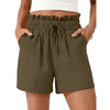 Fantaslook Summer Shorts for Women Cotton Linen Wide Leg High Waisted Shorts Drawstring Casual Beach Shorts with Pockets