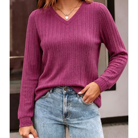 Fantaslook Long Sleeve Shirts for Women V Neck Dressy Casual Tops Lightweight Tunic Pullover Fall Work Outfits