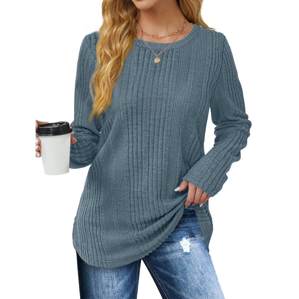 Fantaslook Womens Tops Textured Long Sleeve Shirts Casual Fall Tops Lightweight Pullover