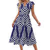 Fantaslook Summer Dresses for Women Ruffle Sleeve V Neck Midi Dresses Fashion Casual Flowy Vacation Sundress