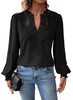 Fantaslook Blouses for Women Lace V Neck Long Sleeve Blouse Chiffon Pom Pom Shirt Dressy Casual Fall Tops