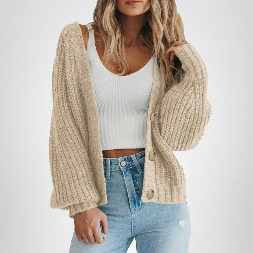 Fantaslook Knit Cardigan for Women Long Sleeve Open Front Sweaters Button Down Tops Casual Trendy Fall Outfits