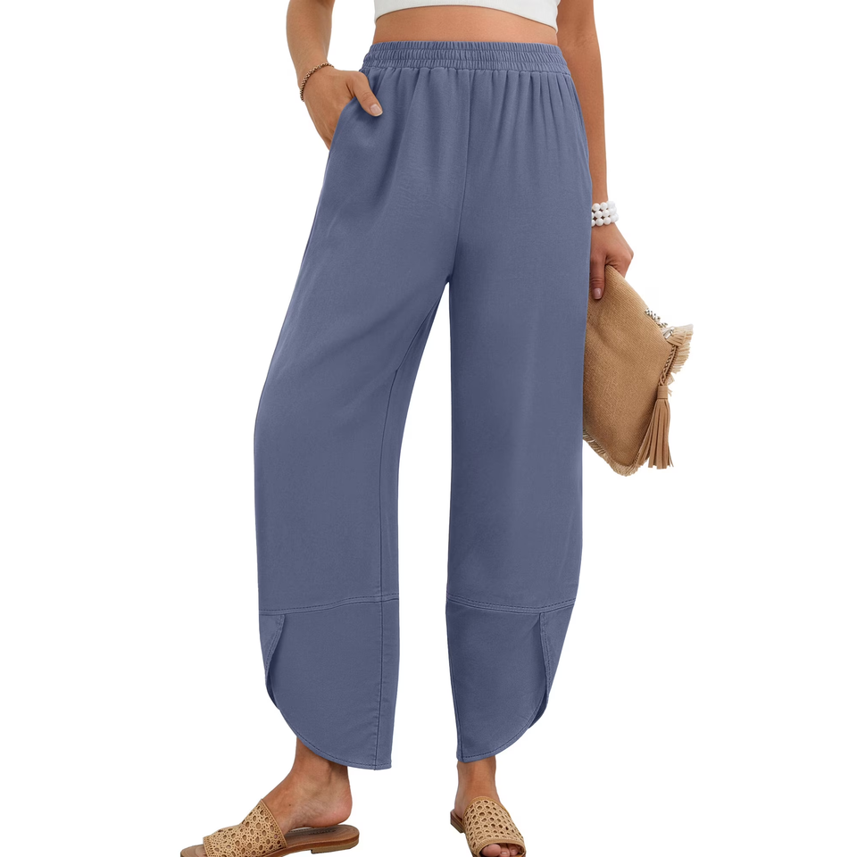 Fantaslook Capri Pants for Women Wide Leg Sweatpants Harem Palazzo Baggy Pants with Pockets