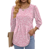 Fantaslook Pleated Blouses for Women Dressy Casual 3/4  Sleeve Womens Tops with Smocked Cuffs Summer Fall Shirts