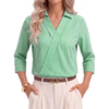 Fantaslook 3/4 Sleeve Womens Striped Tops V Neck Lapel Shirts Dressy Business Work Blouses Trendy Fashion Tops