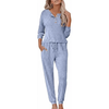 Fantaslook Womens Pajamas Sets Long Sleeve Matching Lounge Set Fall Travel Outfits Jogger Sweatsuits with Pocket Button Down Sleepwear