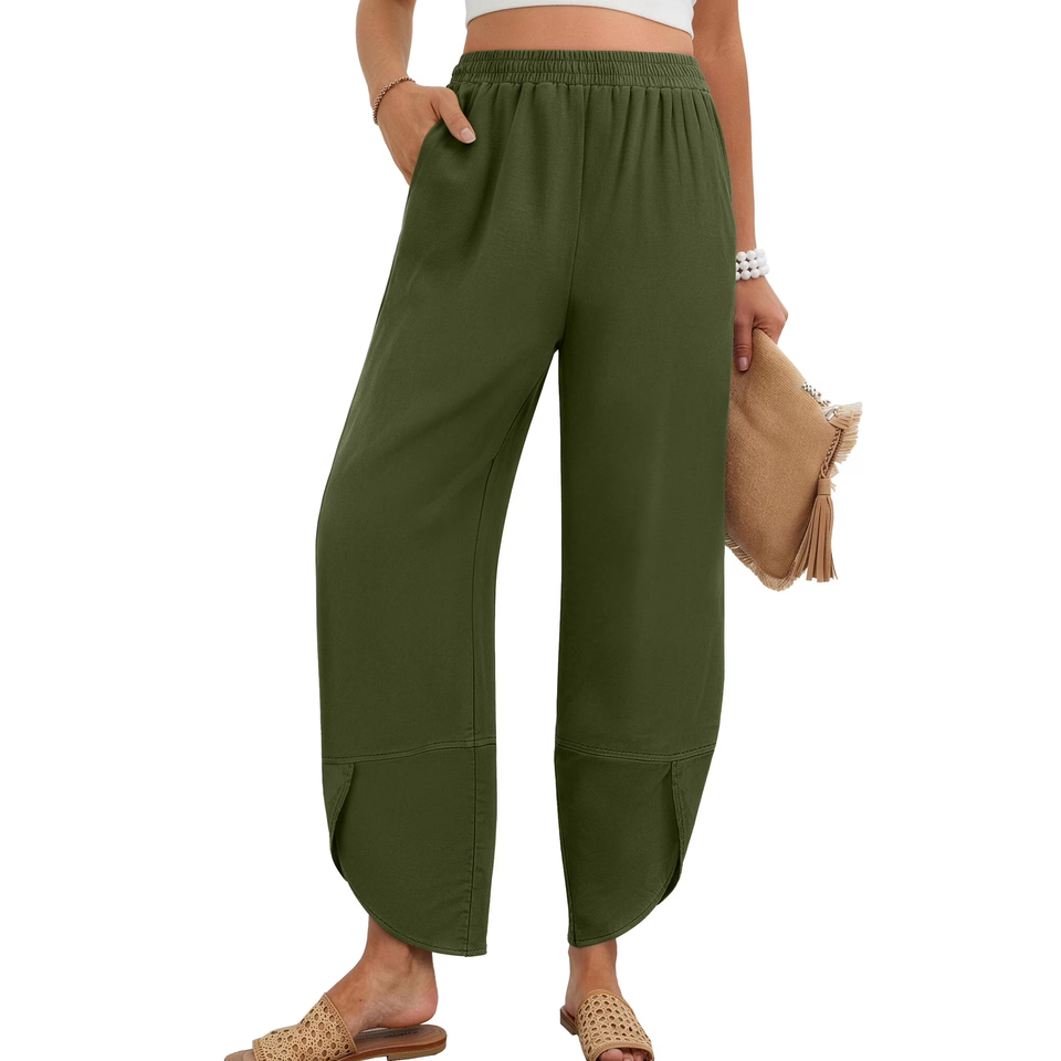 Fantaslook Capri Pants for Women Wide Leg Sweatpants Harem Palazzo Baggy Pants with Pockets
