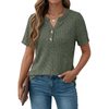 Fantaslook V Neck Tops for Women Short Sleeve Henry Shirts with Button Dressy Casual Summer Blouses Tops