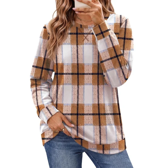Fantaslook Pullover Sweatshirts for Women Crewneck Long Sleeve Shirts Casual Tunic Tops Fall Clothes