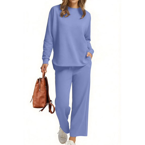 Fantaslook Two Piece Sets for Women Fall Travel Vacation Outfits Wide Leg Pants Lounge Sets Dressy Matching Sets Womens Sweatsuits
