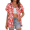 Fantaslook Hawaiian Button Down Shirts for Women Casual Short Sleeve Floral Print Blouses Summer Tops
