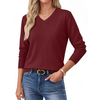 Fantaslook Knit Sweater for Women Long Sleeve V Neck Fall Tops Trendy Lightweight Pullover Work Shirts