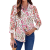 Fantaslook Womens Button Down Shirts Boho Floral Printed Long Sleeve Blouses Business Work Shirt Dressy Casual Loose Tops