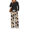 Fantaslook Long Sleeve Two Piece Sets for Women Wide Leg Pants Lounge Sets Fall Vacation Travel Outfits Fashion Boho Matching Sets