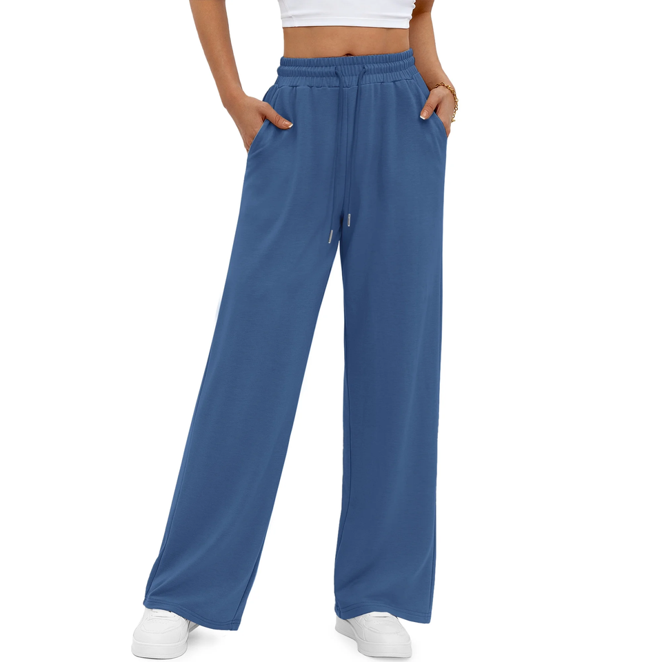 Fantaslook Wide Leg Sweatpants for Women Casual High Waisted Baggy Sweatpants Drawstring Workout Pants with Pockets Fashion Outfits