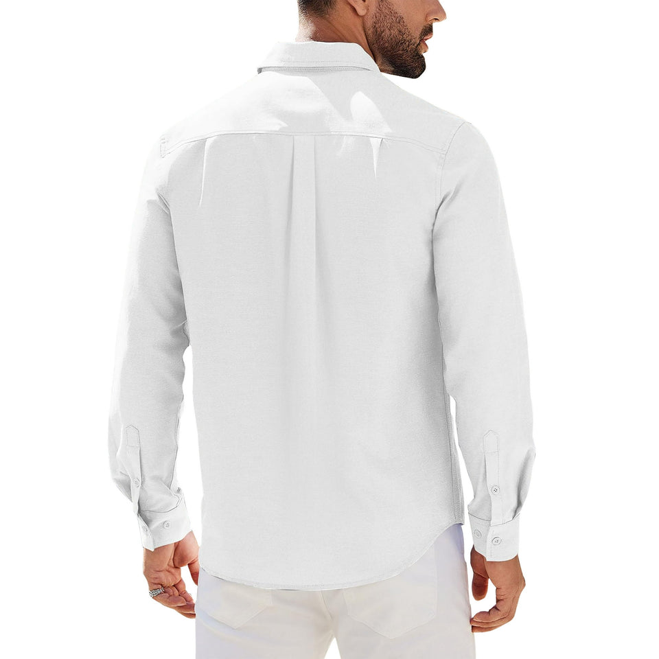 GENTS BLISS Long Sleeve Mens Dress Shirts Casual Solid Shirts for Men Regular Oxford Tops with Pocket
