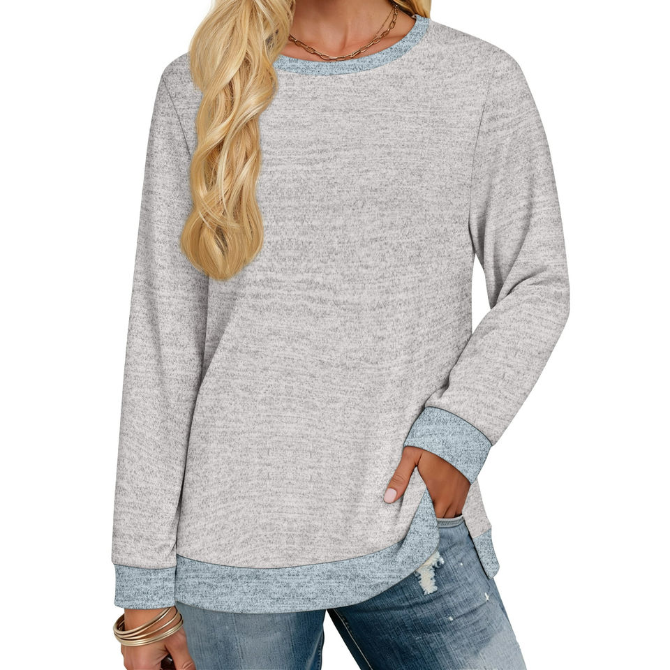 Fantaslook Sweatshirt for Women Long Sleeve Shirts Tunic Tops Color Block Crewneck Sweatshirts Side Split