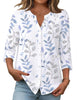 Fantaslook Womens Button Down Shirts V Neck Long Sleeve Shirt Cotton Linen Printed Blouses Dressy Casual Fall Tops