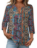 Fantaslook Womens Button Down Shirts V Neck Long Sleeve Shirt Cotton Linen Printed Blouses Dressy Casual Fall Tops