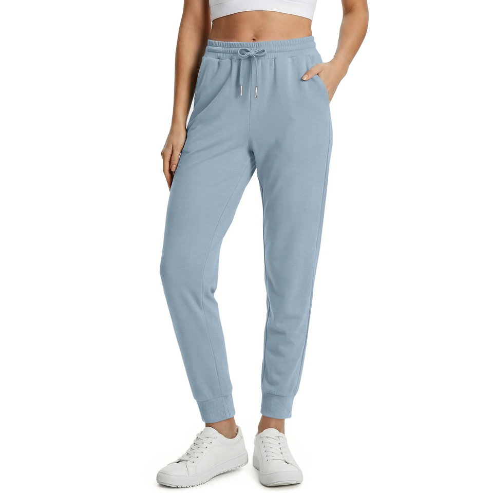 Fantaslook Scubaknit Pants for Women Elastic Waist Drawstring Tapered Lounge Pants with Pockets Casual Joggers