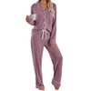 Fantaslook Womens Pajama Sets Long Sleeve Button Down Tops Drawstring Pants Sleepwear Nightwear Soft Pjs Sets with Pockets